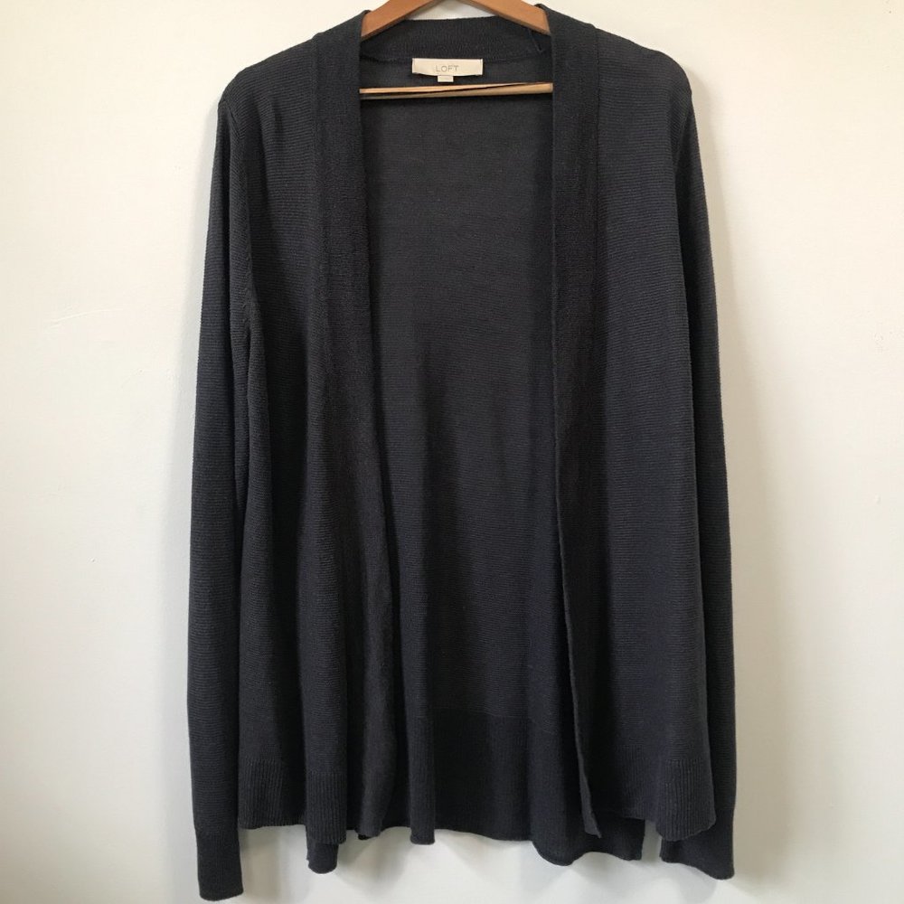 Ann Taylor LOFT Graphite Knit Cardigan, Size L